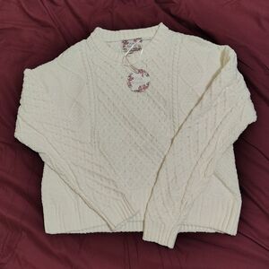 Pink Republic Cream Cable Knit Sweater